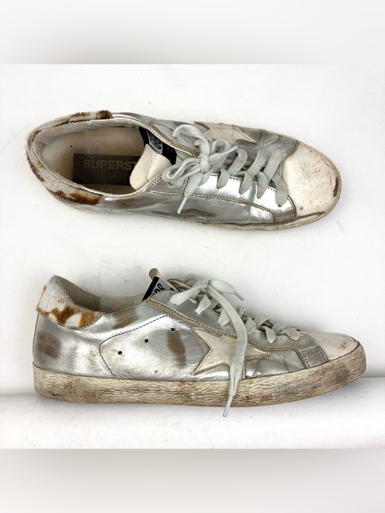 Golden Goose Shoes - Golden Goose Superstar Sneakers White Silver Calf Hair Size 40